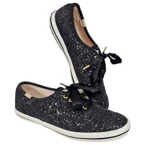 Kate‎ Spade Keds black glitter sneakers